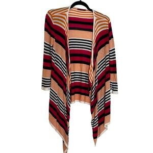 RED Women's Front Striped Cardigan Long Sleeve Sweater Size Small